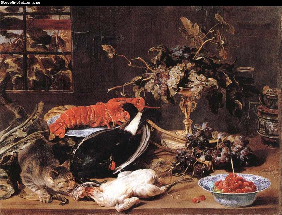 Frans Snyders Hungry Cat with Still Life